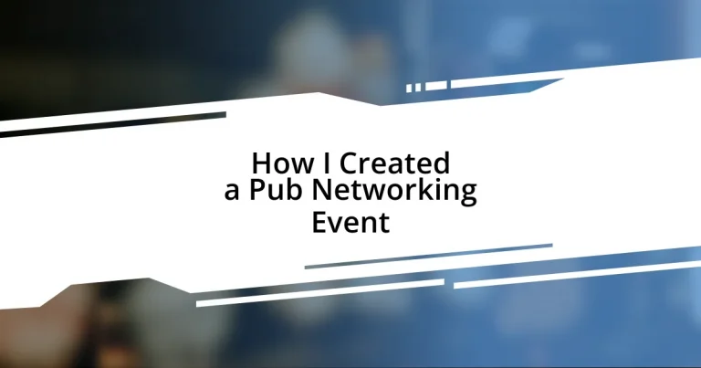 How I Created a Pub Networking Event