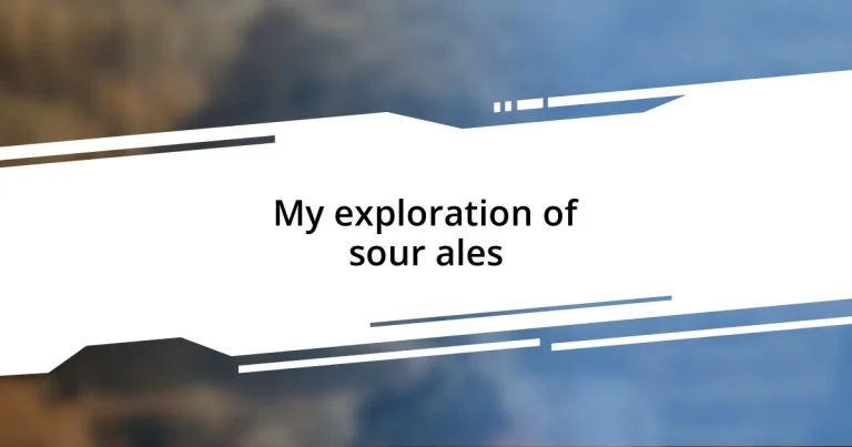 My exploration of sour ales