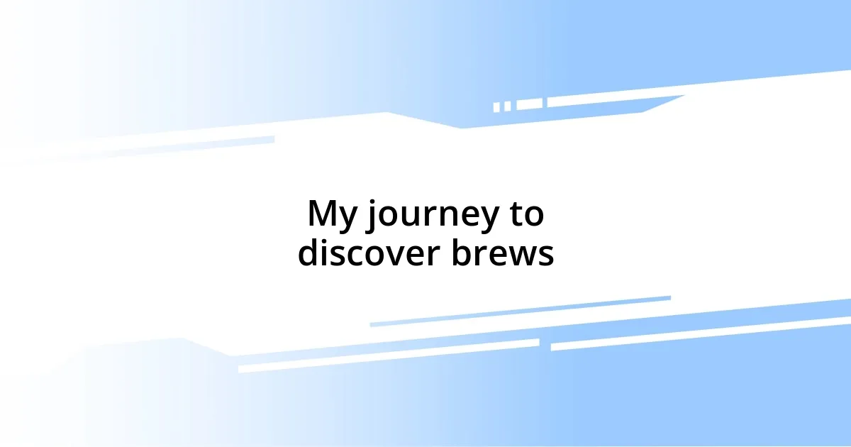 My journey to discover brews