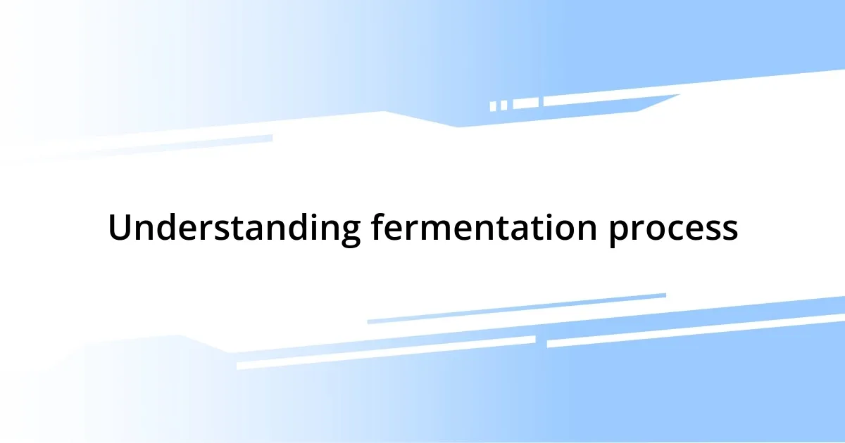 Understanding fermentation process