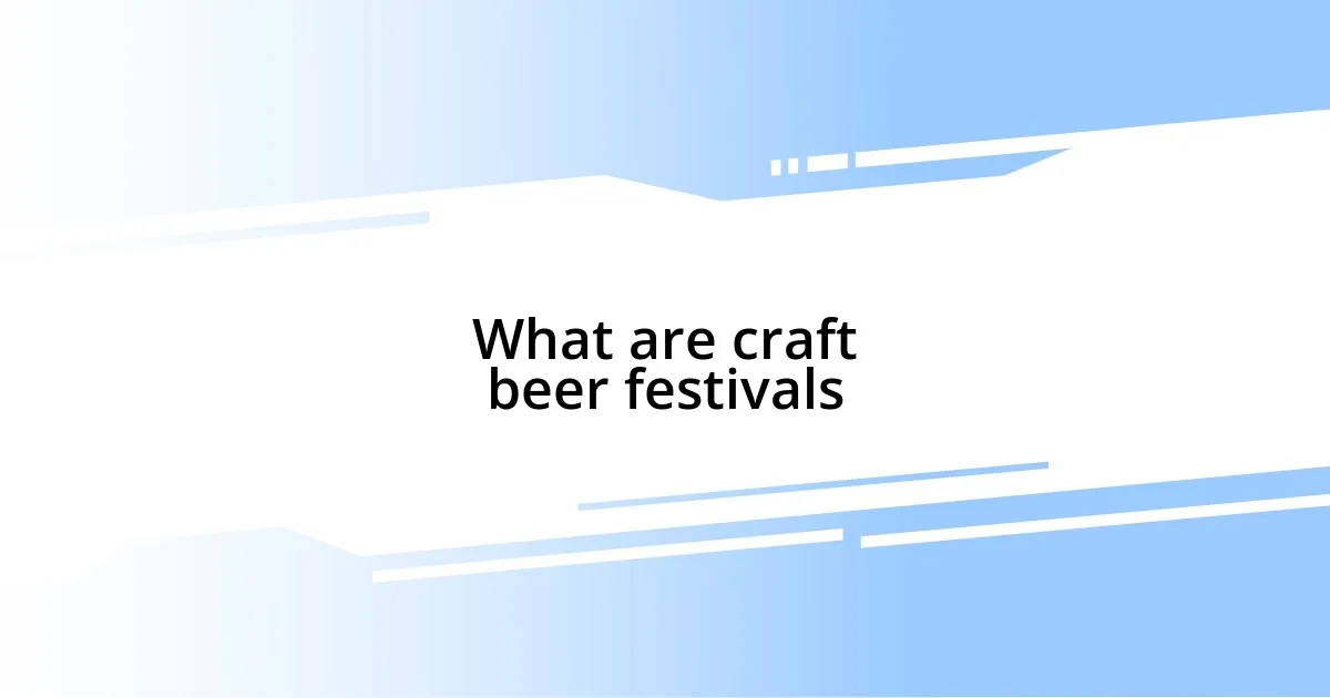 What are craft beer festivals